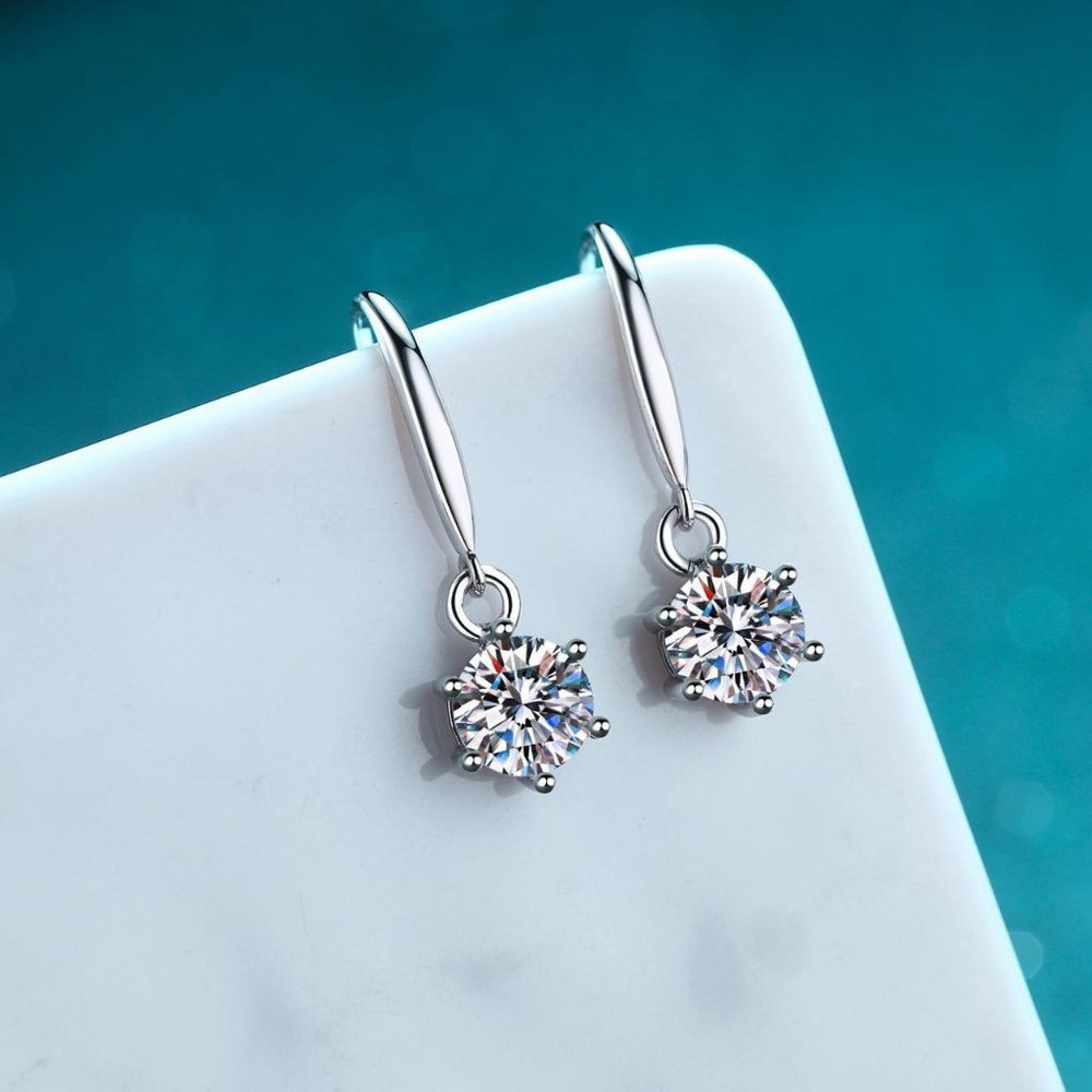 Certified 2ct. t.w. Diamond Moissanite Drop Earrings NEW - Picture 5 of 9